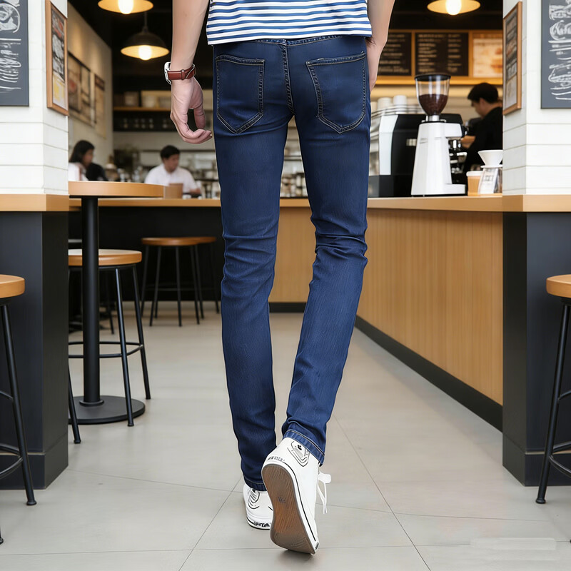 ZOCNA夏季薄款修身牛仔裤男四季款 紧身潮牌男小脚休闲长裤子 TFB深蓝色6812 36 腰围2尺8/推荐体重165-180斤