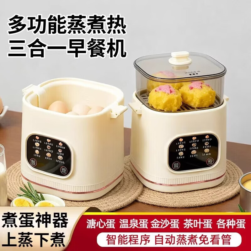 RASW德国煮蛋器蒸蛋器家用小型煮蛋煮粥神器预约多功能早餐机溏心蛋保温全自动烹饪免看管家用煮蛋神器 双层 【旗舰款】赠不锈钢蒸蛋架和蒸蛋盘
