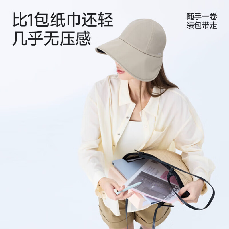 MissWiss【戚薇同款】大帽檐渔夫帽女丝绒黑胶防晒帽户外防紫外线遮阳太阳 薄烟紫 【丝绒黑胶防晒帽檐】 均码 (55-58cm)