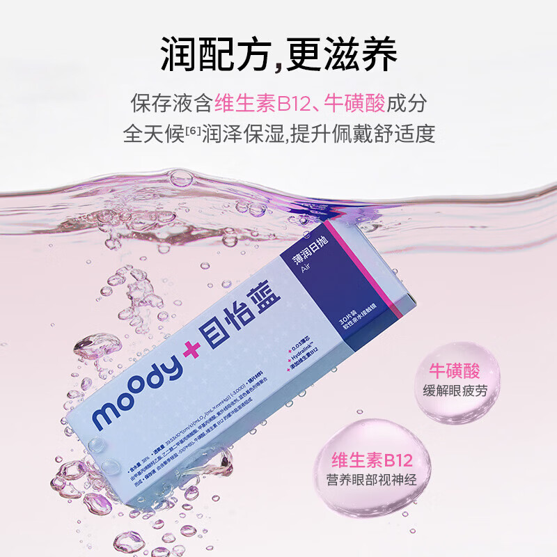 moodyblue目怡蓝薄润系列日抛隐形眼镜60片敏感眼干眼超薄新品 60片 250度