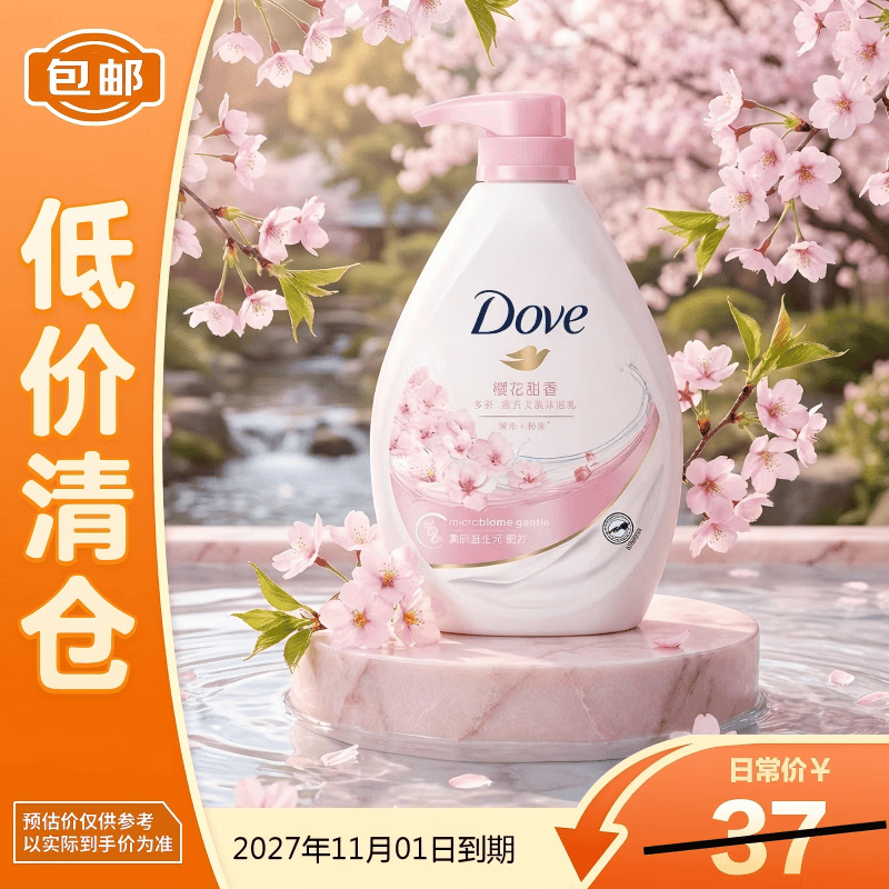 多芬（Dove）樱花甜香滋养美肤沐浴乳 720g【临期清仓】