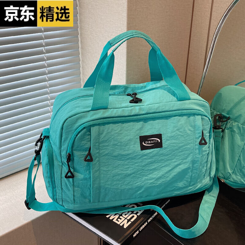 稻草人大容量短途旅行包女手提轻便出差行李袋可扩容防水收纳运动健身包 绿色 扩容款