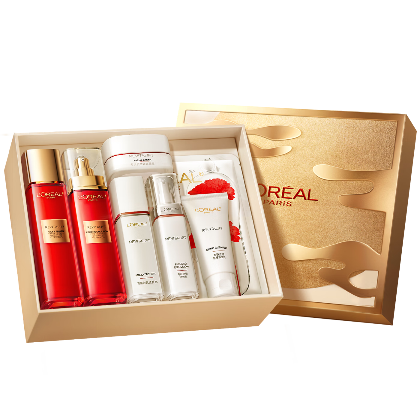 欧莱雅复颜水乳限量礼盒套装抗皱补水护肤品化妆品生日礼物送女友