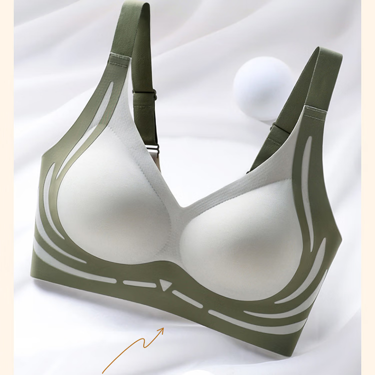 宜而爽聚拢美背小胸文胸内衣舒适运动夏季薄款一片式性感透气 绿色 2XL