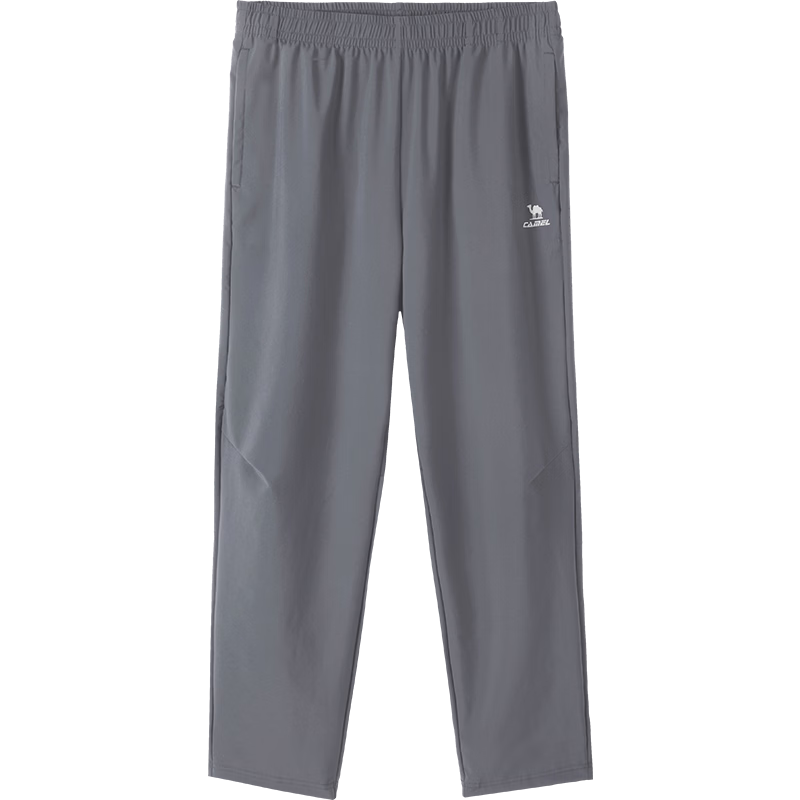 骆驼（CAMEL）速干运动裤男26春夏冰感透气防晒3A抗菌直筒梭织长裤男 C16BAY6009，岩石灰，男 XL