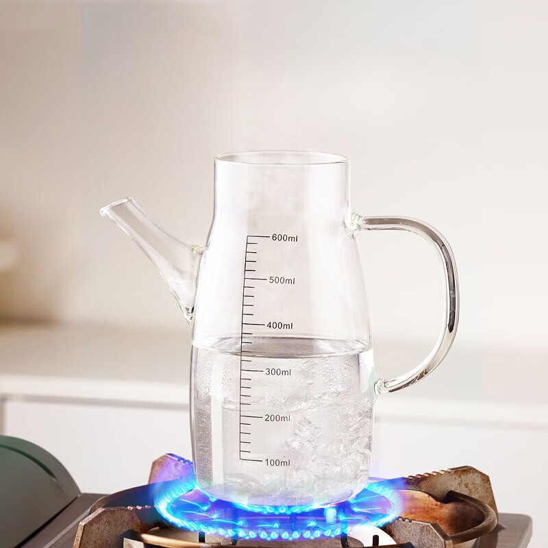 溥畔玻璃油壶厨房家用不挂油酱油醋调味瓶大容量油防漏油壼装油容器 [透明色]600ml