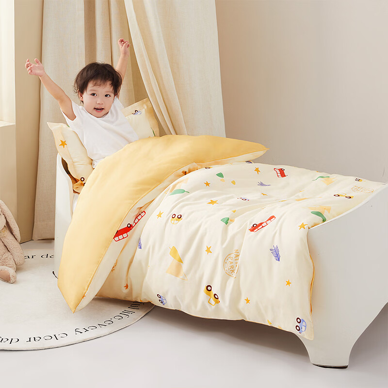 水星家纺幼儿园全棉抗菌被套(乐宝黄) 幼儿园全棉抗菌被套(乐宝黄) 150cm*120cm