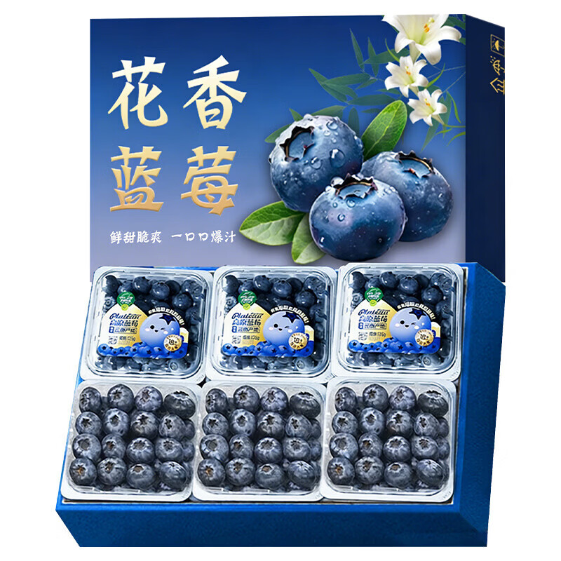 果食鲜丰四川高山蓝莓新鲜水果蓝莓整箱生鲜时令水果 8盒/单果【15-18mm】/800g