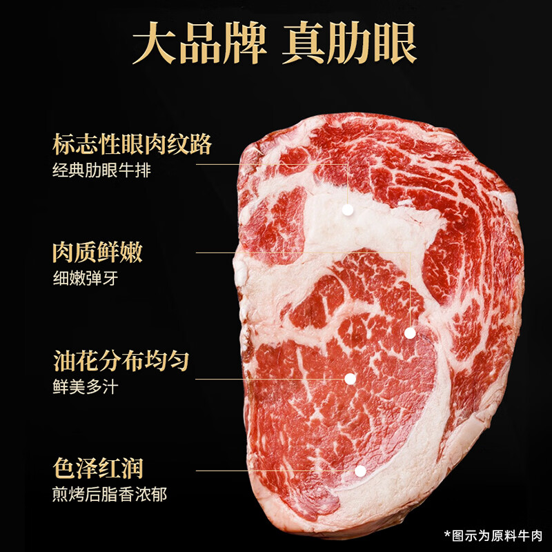 必胜客必胜优选牛排调理肋眼厚切牛肉牛扒烧烤食材 肋眼牛排180g*6