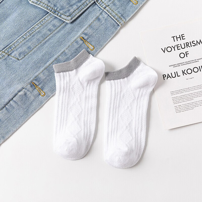 米大爷5双袜子女士船袜夏季运动短袜女素色网红潮袜休闲薄款浅口袜 素色女袜混色 5双 均码 (36-40码)