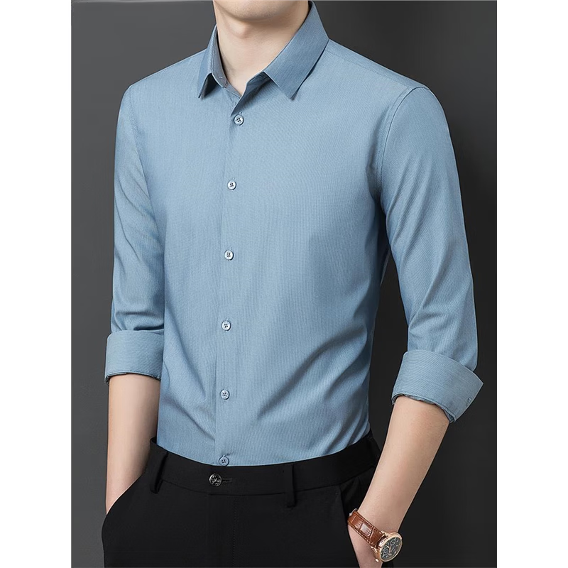 丨利郎丨桑蚕丝长袖衬衫男士纯色PD免烫商务休闲通勤伴郎粉色衬衣 白色 L 175/92A 建议135-155斤