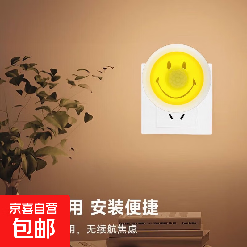 笑脸小夜灯宿舍床头led护眼小台灯电脑移动电源随身便携USB氛围灯 笑脸小夜灯【1个】福利