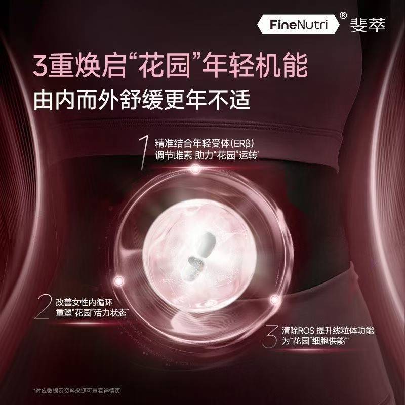 FineNutri斐萃小粉瓶S-雌马酚女性内调雌激素补充更年期调理早更非大豆异黄 全面调控 卵巢呵护 60粒*3瓶