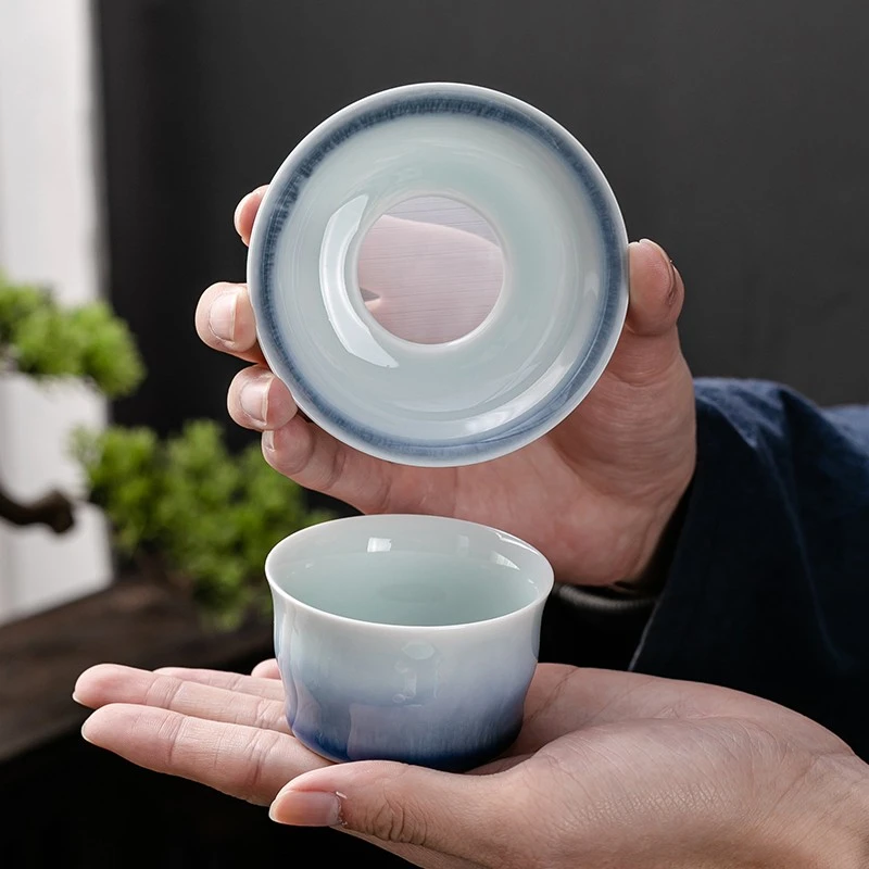 京峰阁 茶具套装 景德镇陶瓷手绘划船茶壶整套高档轻奢家用办公商务礼品 手绘划船皮盒套装 6人饮 11件