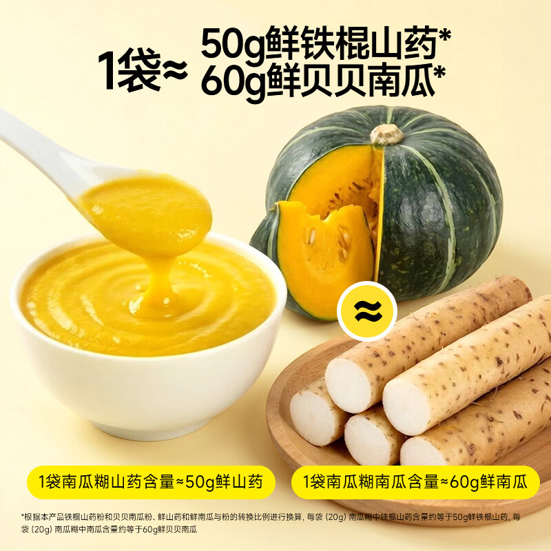 窝小芽富硒猴头菇山药南瓜糊0添加白砂糖冲泡速食儿童早餐享宝宝辅食谱 【暖胃又舒服】猴头菇山药南瓜糊600g（30袋）
