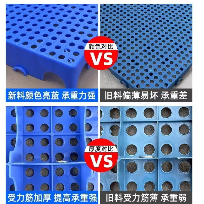 防潮板塑料板物流垫板网格防潮垫仓板狗笼垫冷库仓库货物防潮垫板 极速发货Δ加厚圆孔100*60*3cm绿色