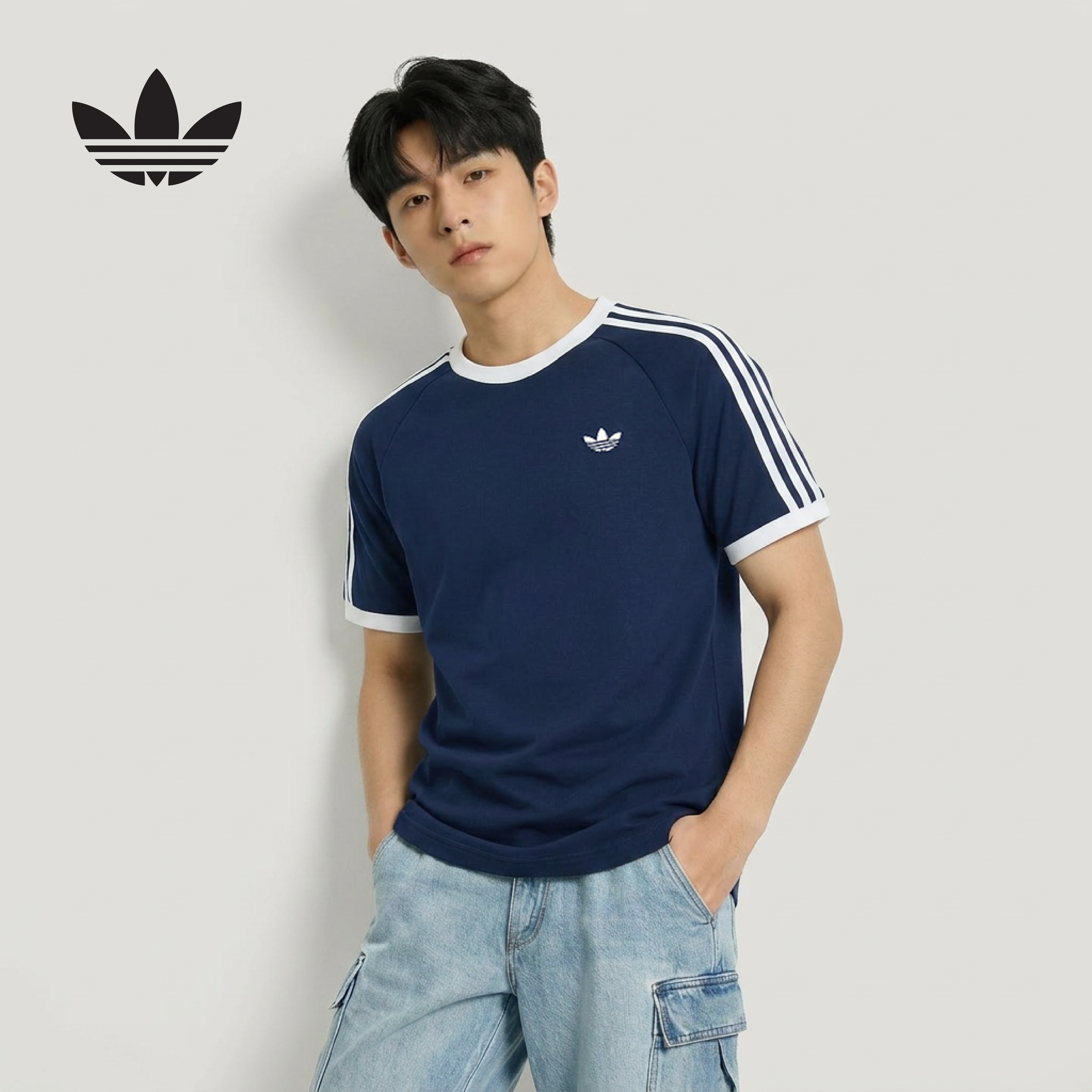 阿迪达斯（adidas）三叶草系列 男 3S TEE 短袖T恤 HZ9634 深靛蓝 L