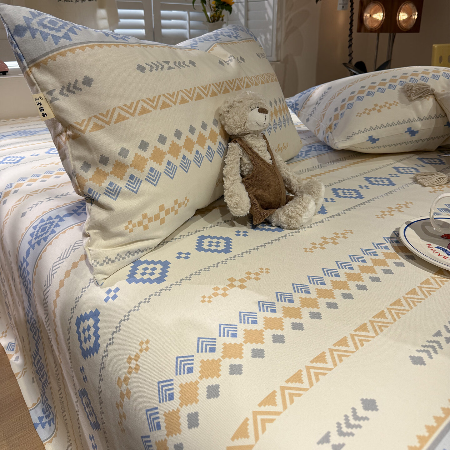 苏萱波西米亚纯棉加厚老粗布床单单件四季通用全棉被单人宿舍学生床笠 花田初夏蓝 床单单件：120x230cm