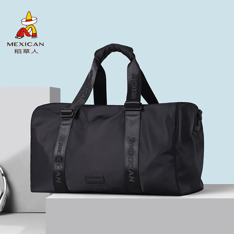 稻草人(mexican)旅行包 健身包大容量行李包手提包男女旅行袋黑色