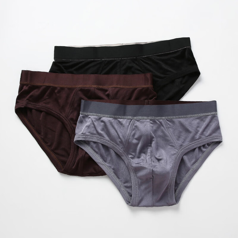 dilansi清苍内裤男真丝三角裤舒适一片式透气无痕裤头桑蚕丝大码超薄舒适 咖啡色 3XL （推荐160-180斤）