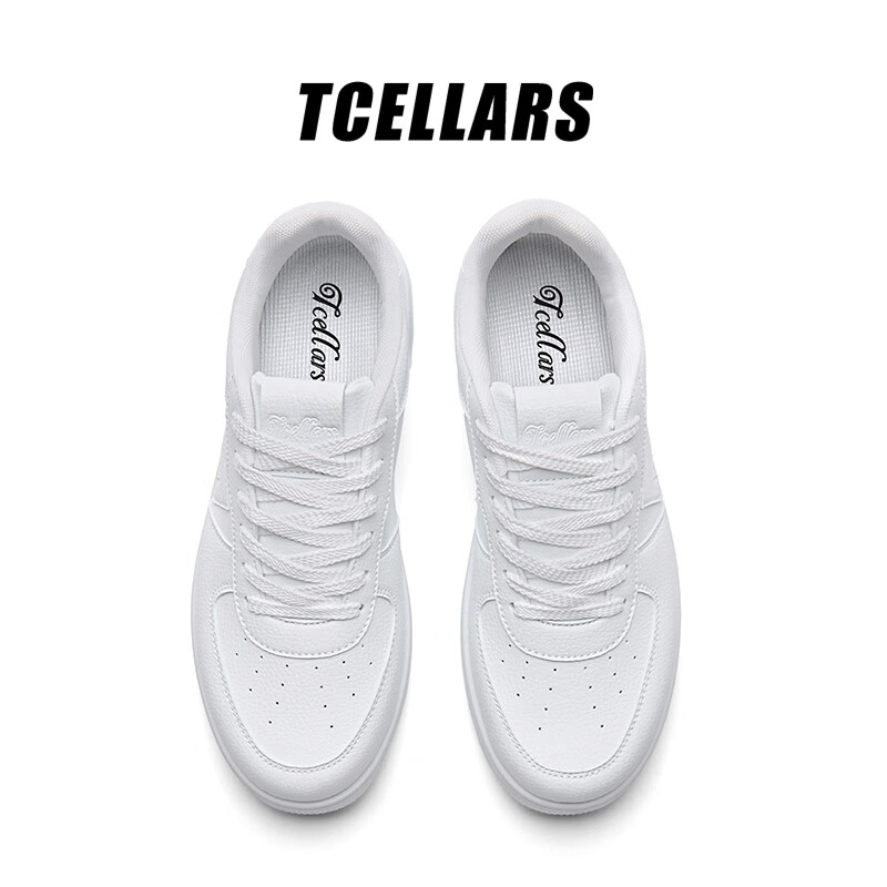 Tcellars小白鞋男鞋春夏新款低帮厚底板鞋简约百搭透气舒适休闲鞋子男款 复古白 39