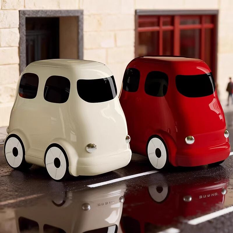 艾仕可（ASCOR）创意复古巴士垃圾桶家用带盖可移动高颜值客厅卧室卫生间2026新款 番茄红（内外双桶，四轮可移动）