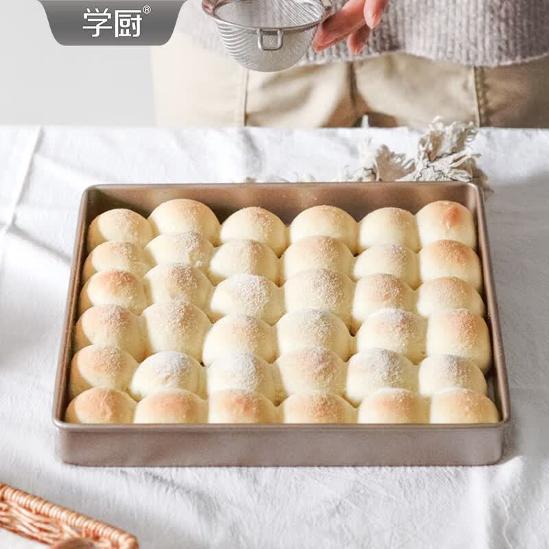 学厨烤盘蛋糕模具11寸不粘正方形盘适配油布牛轧糖饼干面包烘焙方盘 11寸不粘正方形烤盘+不粘油布WK9076+WK9251