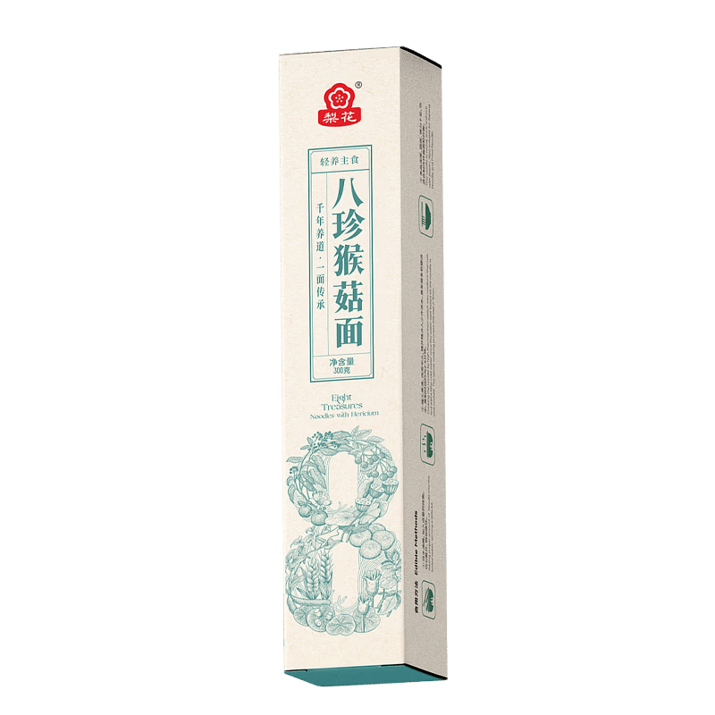 梨花八珍猴菇挂面300g药食同源食品营养早餐肠胃舒服滋补山药面条盒装