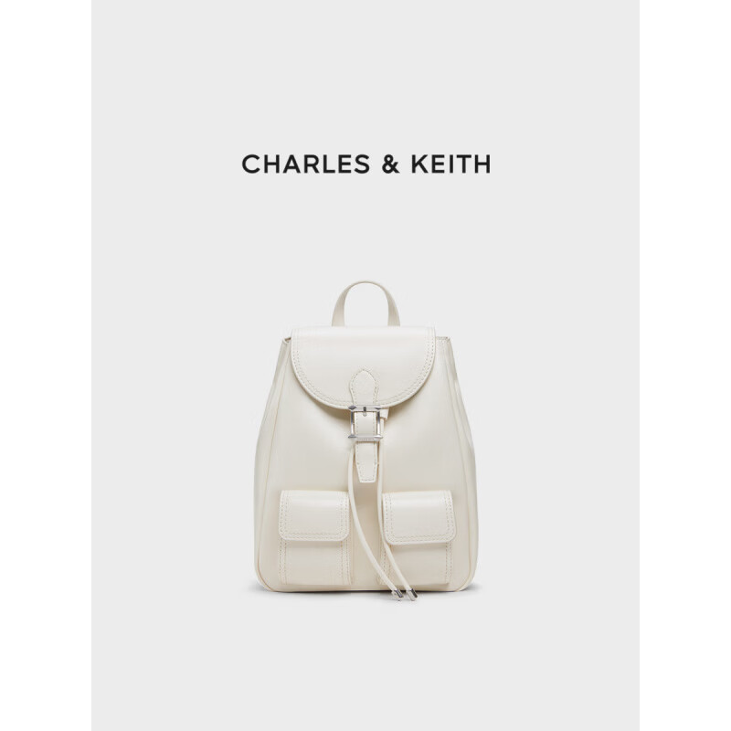 charles&keit25夏季新品CK2-60160240覆古油蜡皮简约通勤双肩包 Noir黑色