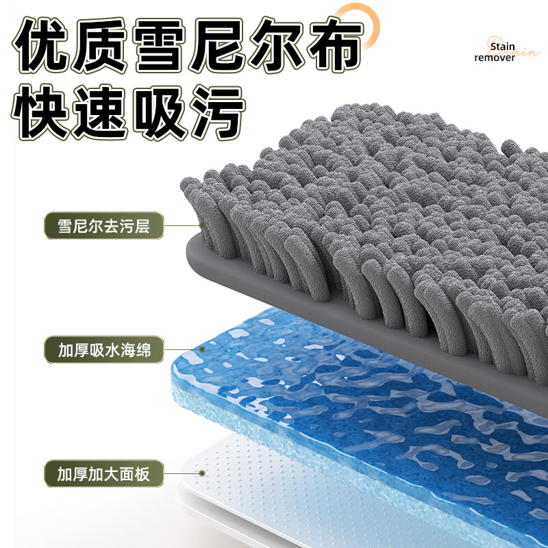 逸洁平板拖把带桶一套家用拖把免手洗拖地神器一拖净旋转拖把干湿两用 【雪尼尔拖把】+拖把桶+共3块拖布