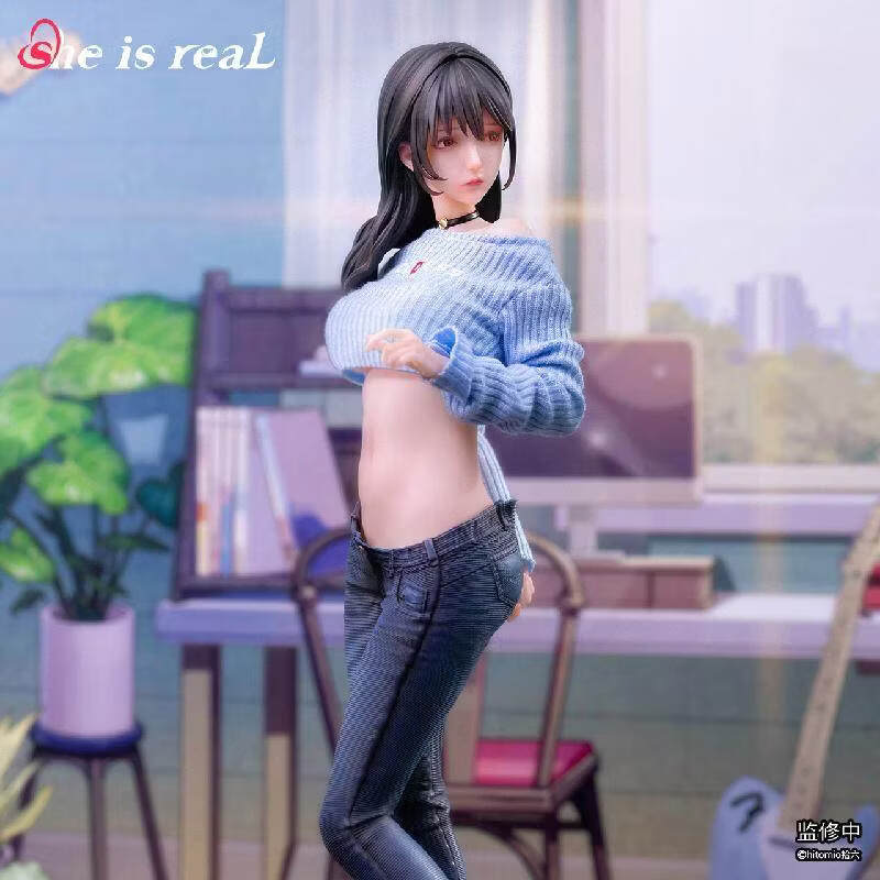 bilibili现货哔哩哔哩 拾六原画 吉他妹妹  温感漆&amp;真实布料服饰 1/6 手办 吉他妹妹 高约27cm