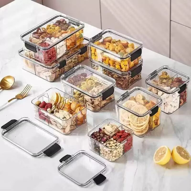 洋臣保鲜盒食品级冰箱专用收纳盒冷冻食物冷藏密封长方形大容量整理盒 颜色随机2个装【约1100ML/个】