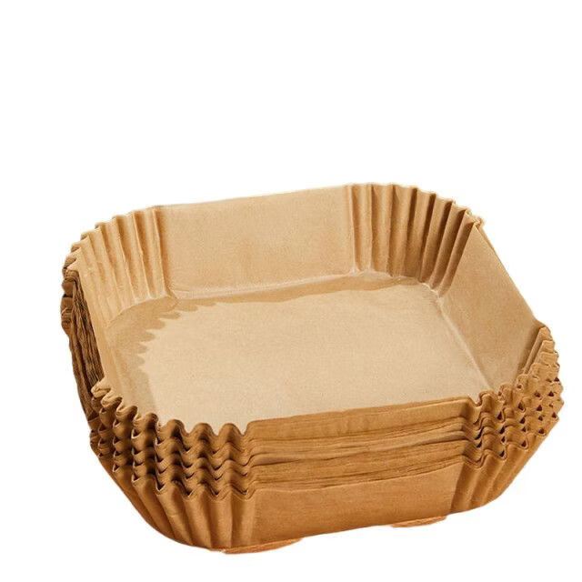 空气炸锅专用纸盘方形圆形吸油纸家用耐高温硅油纸盘食物烤箱纸托 方形炸锅纸【方形100张】 无规格