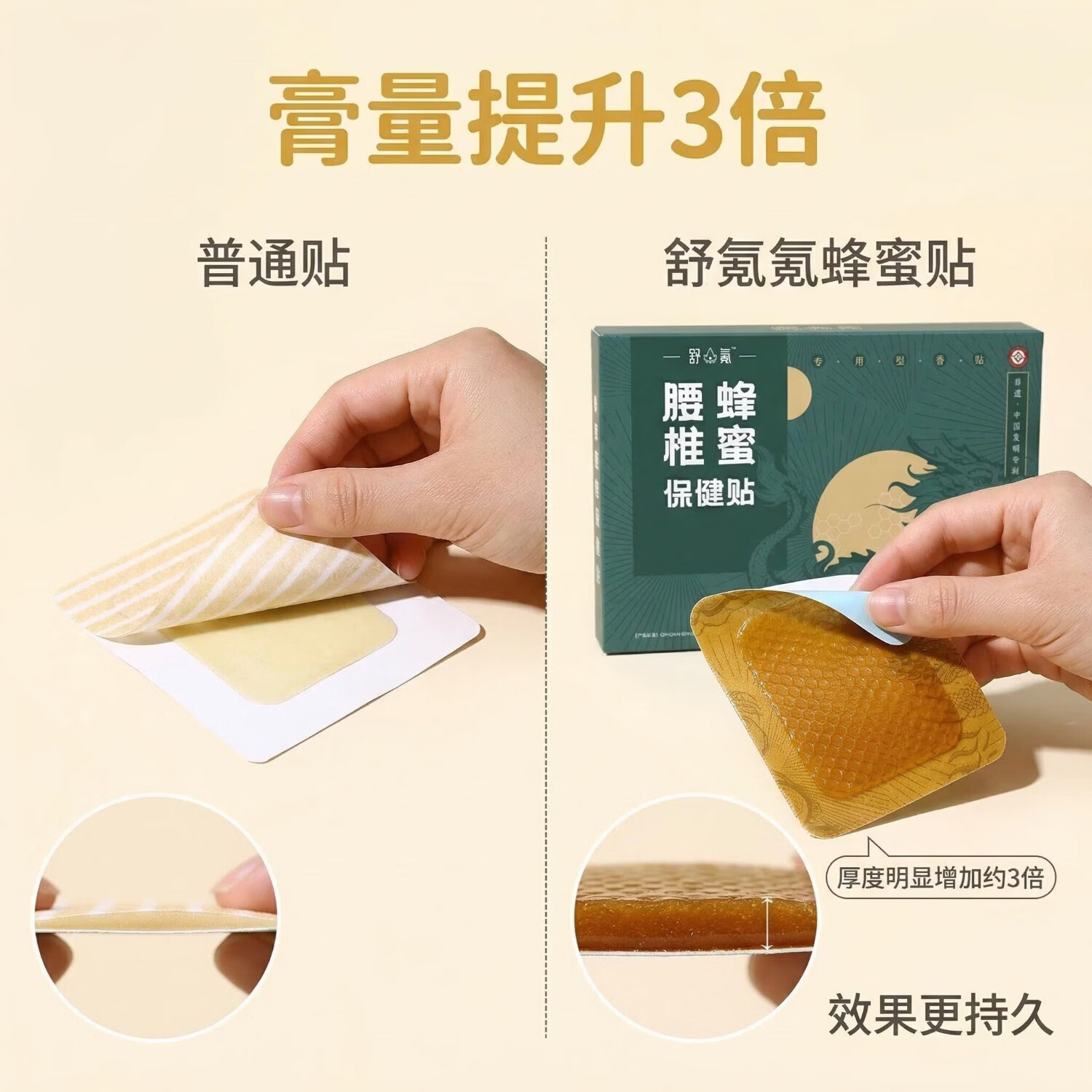 舒氪蜂蜜腰椎保健贴腰椎膏药贴疼痛贴纯草本萃取不含激素热熔胶 缓解装:1盒/6片 蜂蜜基质 纯草本萃取