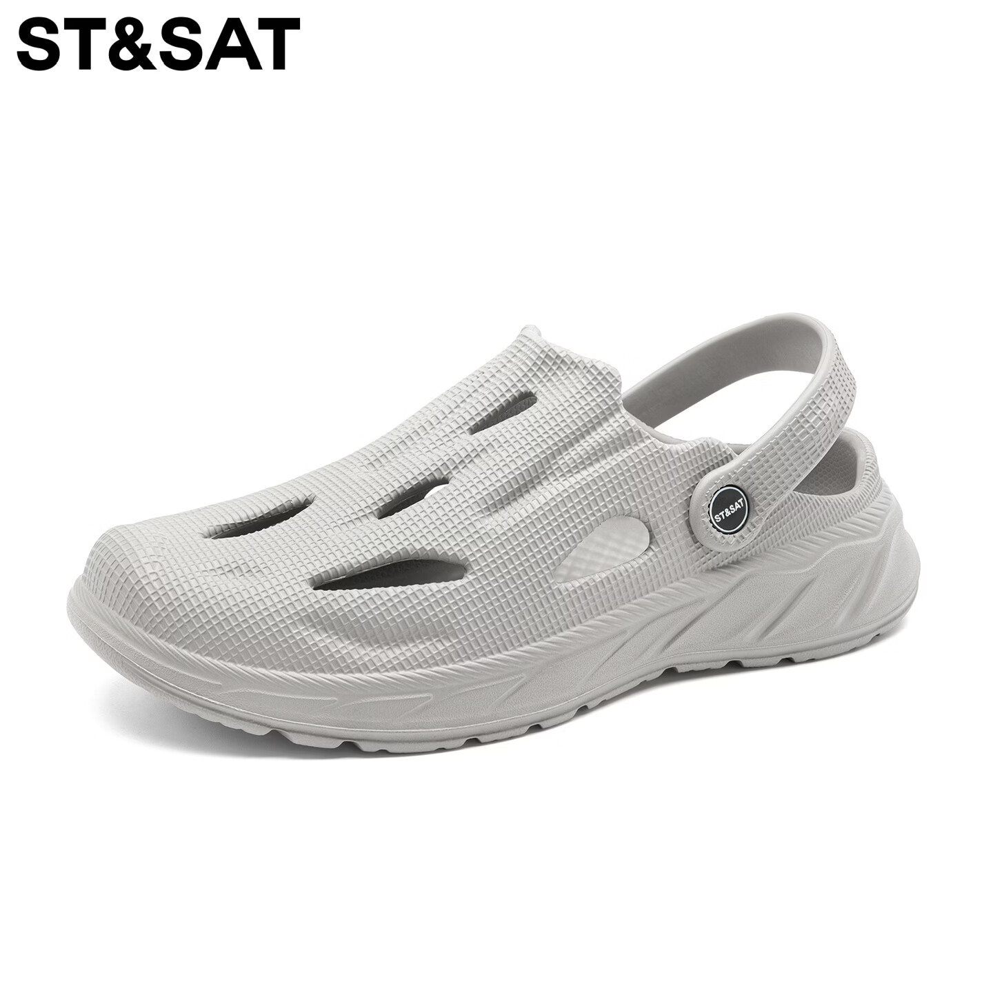 星期六（St&Sat）洞洞鞋男士夏季新款户外两穿凉鞋男休闲涉水凉拖鞋男防滑沙滩鞋男 灰色 38-39 标准运动鞋尺码