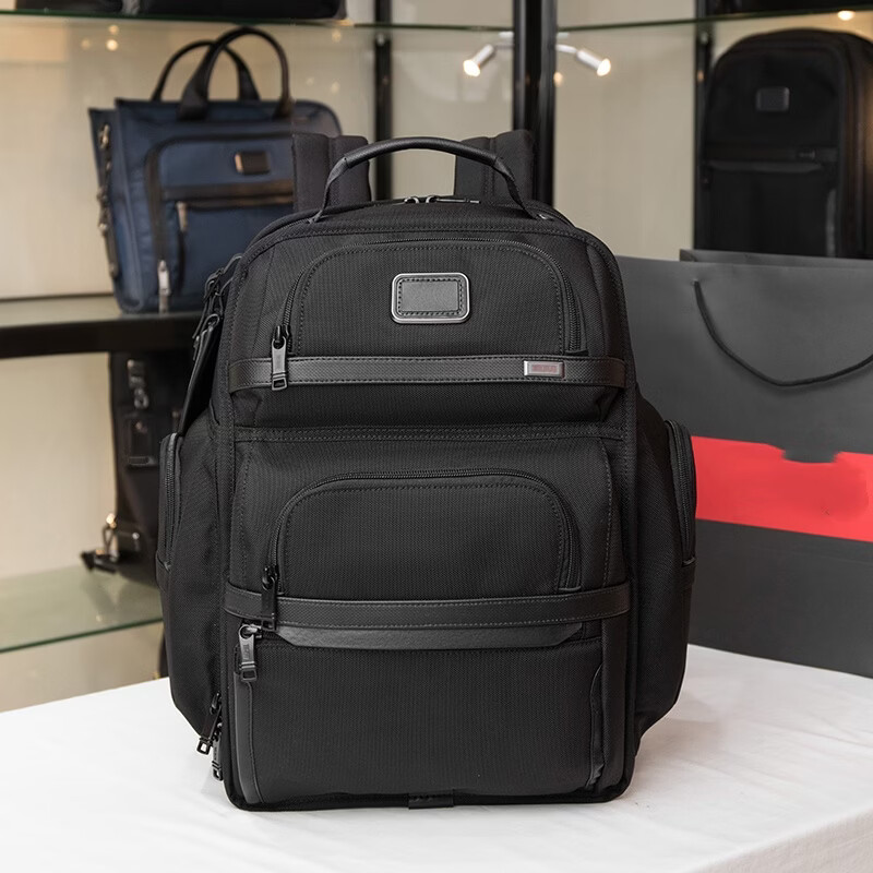 弹道尼龙男士双肩包经典多隔层大容量商务通勤旅行16寸电脑背包 580半开黑色 578灰色全开