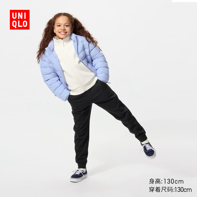 优衣库童装男童女童仿羊羔绒运动裤加绒保暖卫裤478140 478140/09黑色 120