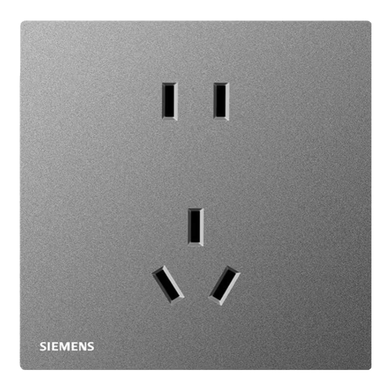 西门子（SIEMENS）开关插座面板套装墙壁86型暗装哑光磨砂官方旗舰 蕴逸深灰银灰色 正五孔插座