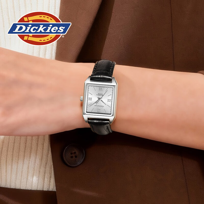 Dickies手表女新款ins轻奢小众腕表简约女表时尚百搭石英表送女生日礼物 250F60LYXCL-779L1-7SSY【皮带白表盘】