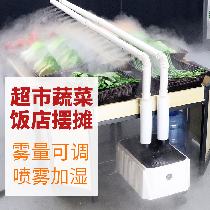 松兴(SONGXING)商用加湿器雾化机超市蔬菜水果喷雾保鲜展示柜自助火锅摆摊工业工厂车间大功率增湿机大容量大雾量 10KG出雾量机械版 单机(双管出雾口)