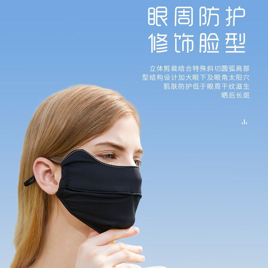 茉寻护眼角防晒口罩时尚透气冰丝面罩超薄凉感 灰色 无规格
