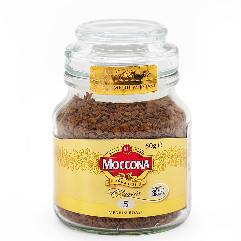 摩可纳 Moccona 进口纯咖啡粉 经典中度烘焙冻干速溶黑咖啡 50g
