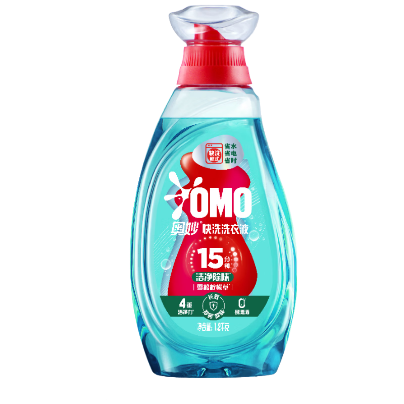 奥妙（OMO）京东自营 快洗洗衣液洁净除味2.4斤 15分钟速净 樊振东推荐