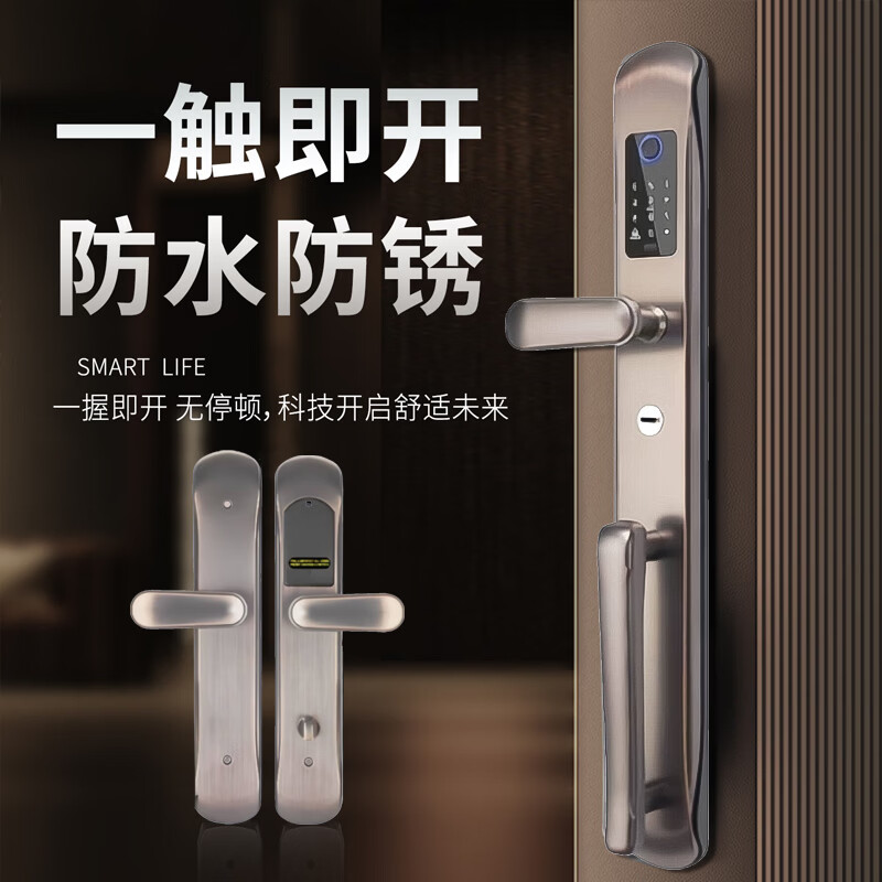 映浪双开门智能锁别墅大门指纹锁户外农村自建房密码锁家用防盗门铜门 【入门款】不锈钢别墅大门指纹锁双开门+上门安装