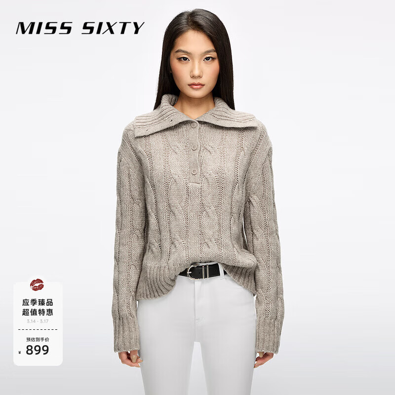 MISS SIXTY2025�����¿���֯��Ůpolo����ë�޻�ĳ���̿�ë�� ���� L 699.2Ԫ