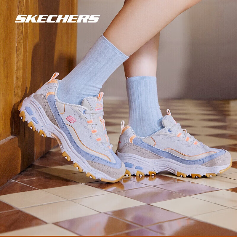 斯凯奇（Skechers）星空熊丨女子老爹鞋熊猫鞋女鞋缓震舒适时尚百搭学院风休闲运动鞋 自然色/多彩色/NTMT 37