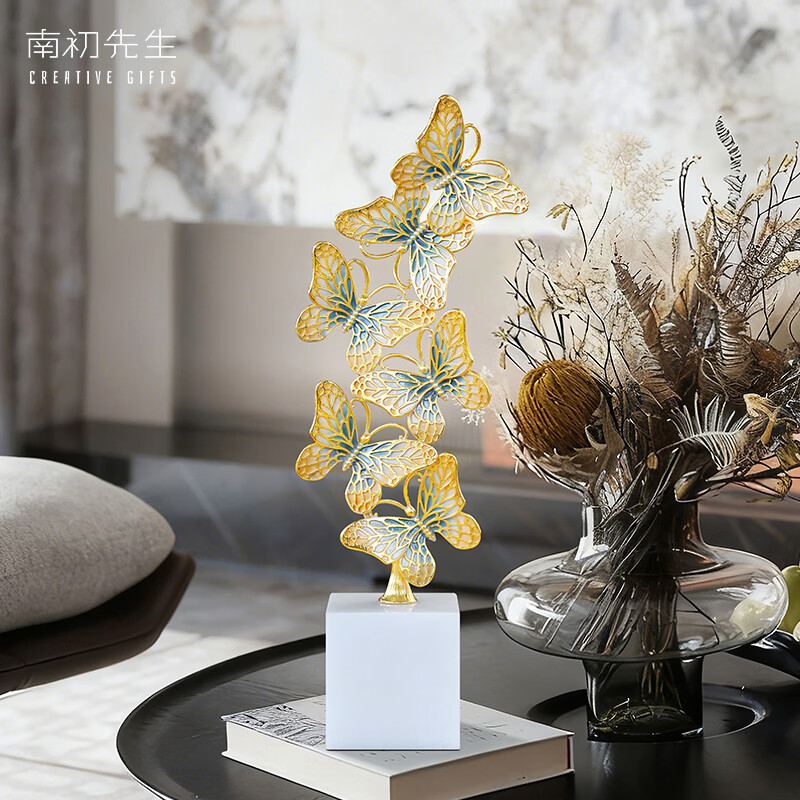 南初先生翩翩起舞蝴蝶桌面摆件简约轻奢高级感客厅玄关家居装饰品乔迁礼物 翩翩起舞蝴蝶-礼盒装