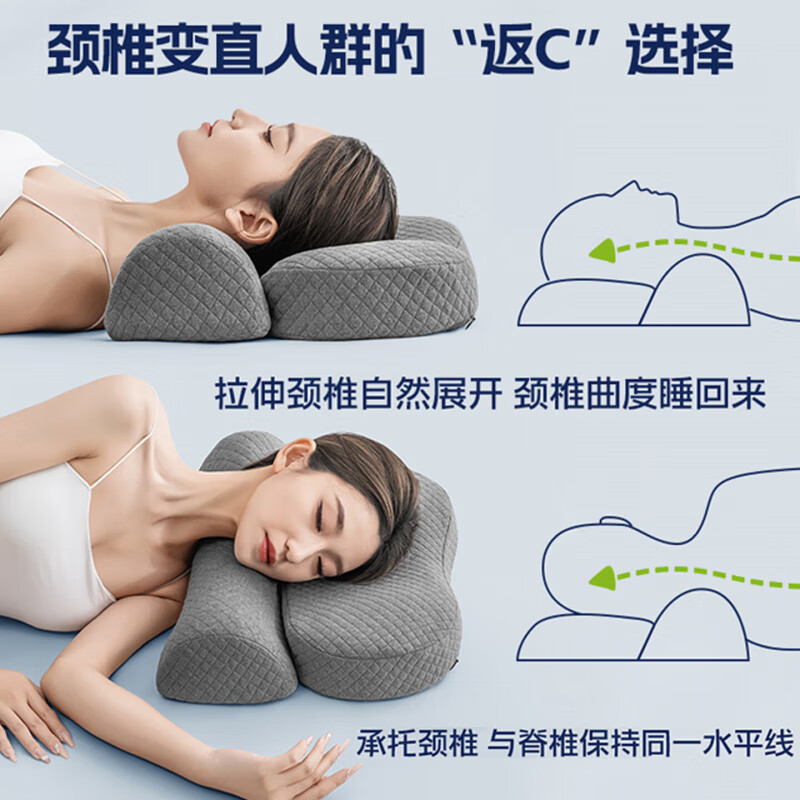 飒望【德国】反牵引颈椎枕头护颈枕睡眠颈椎病深度睡眠专用反弓专用枕 【高级灰】 放松颈椎 舒适睡眠 A类 单只 【全网热销100W+】颈椎病专用反牵引枕