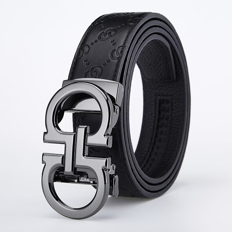 FALAMAONE法莱阿玛尼皮带男牛皮自动扣高档腰带新款真皮裤带生日礼物送男友 【专柜礼盒】PD80939百搭枪色 105cm -140cm默认随机发货（可修剪）