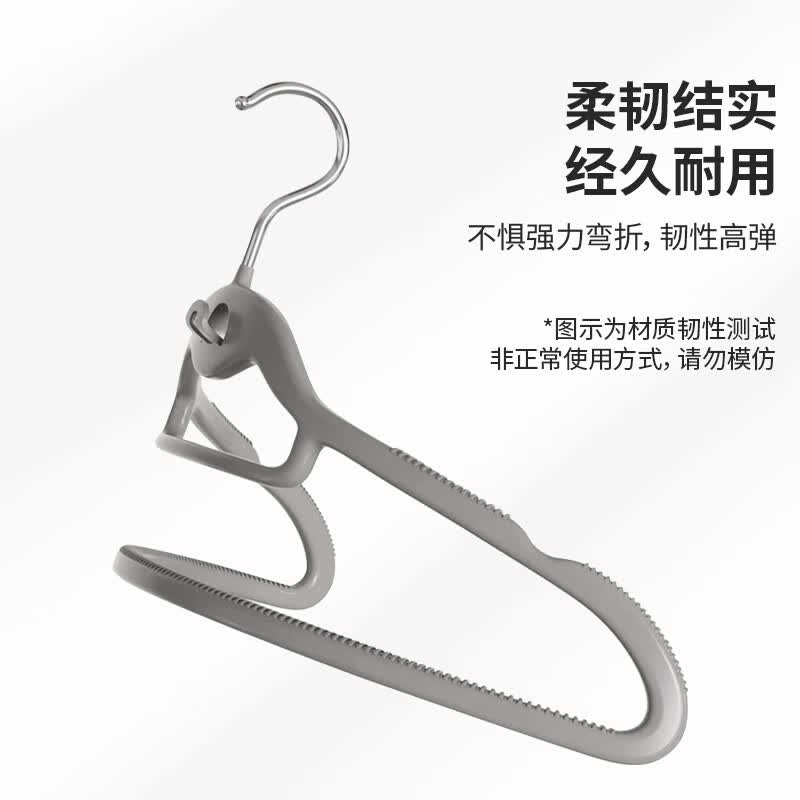 LYNN衣架短颈无痕防滑衣撑子家用卧室多功能收纳植绒晾晒架衣挂省空间 【橡胶漆衣架 可叠挂】浅灰色衣架10支